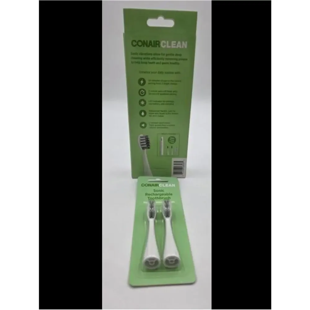 Conair Clean Sonic Rechargeable Toothbrush w/ 2 Replacement Heads NIB